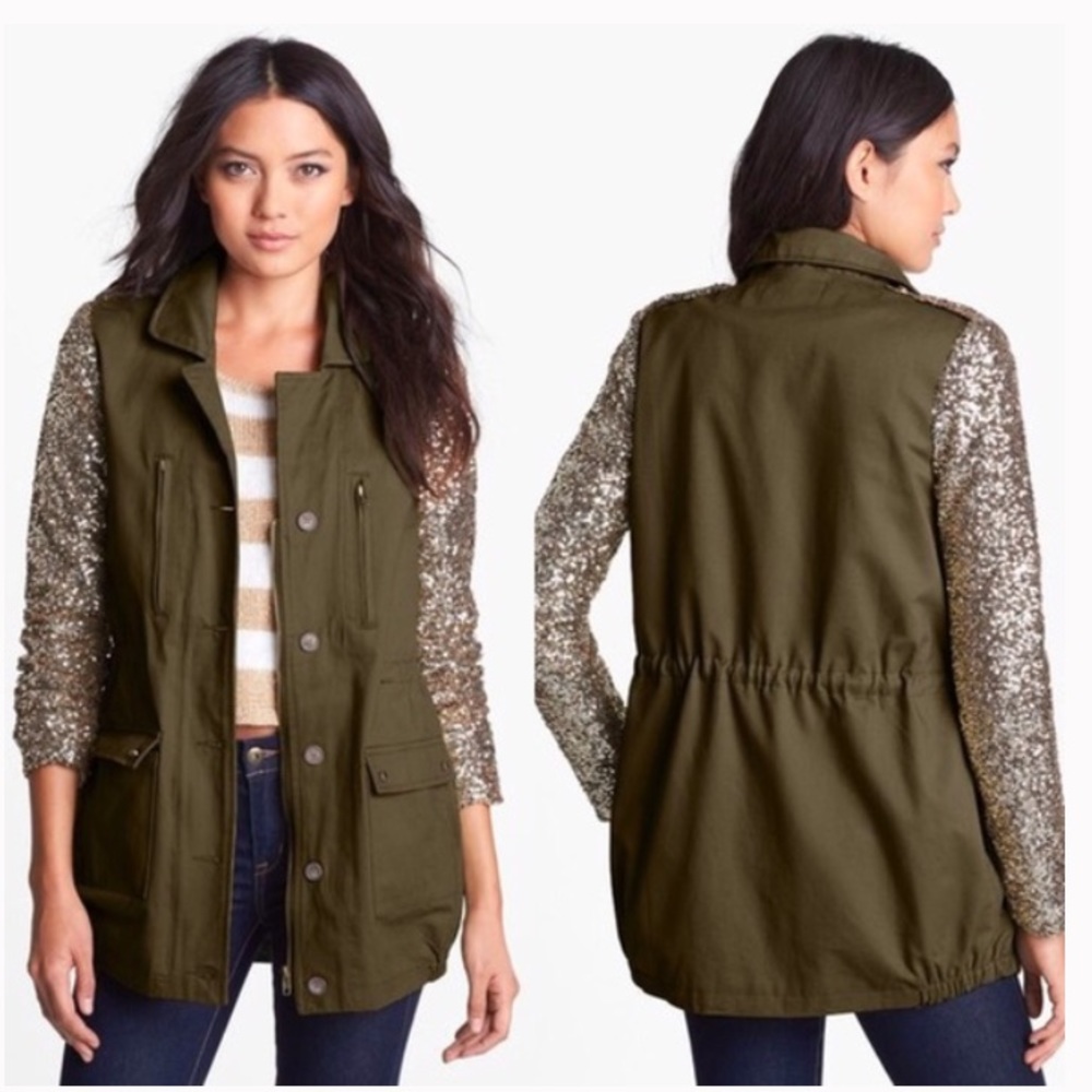 Faubourg Du Temple sequin sleeve twill jacket